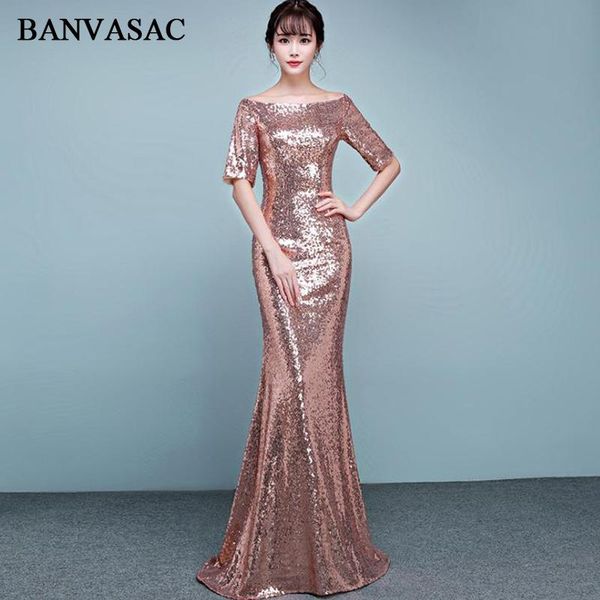 party dresses banvasac 2021 elegant boat neck sequined mermaid long evening half sleeve rose gold backless prom gowns, White;black
party dresses banvasac 2021 elegant boat neck sequined mermaid long evening half sleeve rose gold backless prom gowns, White;black