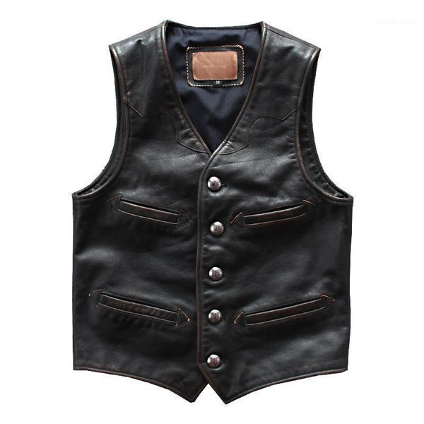 genuine leather vest men's head layer cowhide distressed fashion slim locomotive waistcoat jacket & faux, Black
genuine leather vest men's head layer cowhide distressed fashion slim locomotive waistcoat jacket & faux, Black