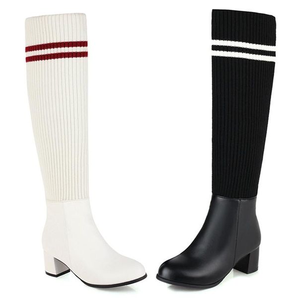 boots white women shoes knitting stretch patchwork knee-high student long fall winter short plush lining zip 5cm, Black
boots white women shoes knitting stretch patchwork knee-high student long fall winter short plush lining zip 5cm, Black