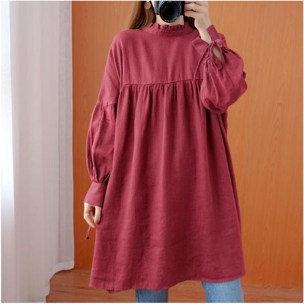 women's t-shirt spring autumn mori girl solid color loose shirt retro long puff sleeve casual style red green plus, White
women's t-shirt spring autumn mori girl solid color loose shirt retro long puff sleeve casual style red green plus, White