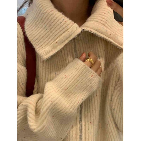 women's sweaters turtleneck thick sweater autumn and winter versatile loose slimming zipper knitted cardigan lazy coat de55, White;black
women's sweaters turtleneck thick sweater autumn and winter versatile loose slimming zipper knitted cardigan lazy coat de55, White;black