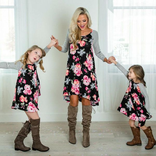 family matching dress mother and daughter autumn clothes women girls floral print long sleeve dresses stripe o neck loose casual, Black;gray
family matching dress mother and daughter autumn clothes women girls floral print long sleeve dresses stripe o neck loose casual, Black;gray