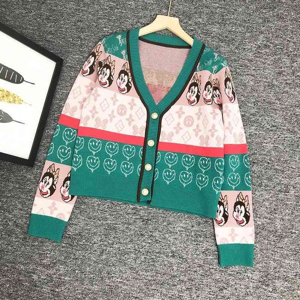 sweater knit 2021 early autumn fun aging v-neck cartoon jacquard color matching long sleeve ted cardigan women's coat, White;black
sweater knit 2021 early autumn fun aging v-neck cartoon jacquard color matching long sleeve ted cardigan women's coat, White;black