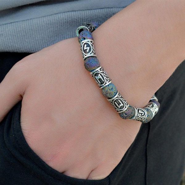 charm bracelets mkendn 10mm lava stone antique norse viking beads essential oil diffusing bangles, Golden;silver
charm bracelets mkendn 10mm lava stone antique norse viking beads essential oil diffusing bangles, Golden;silver