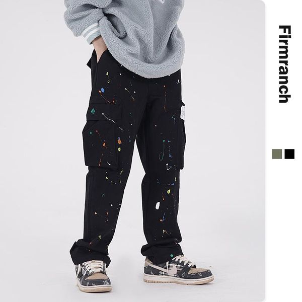 forgss fall winter original casual splash ink dot print pocket ins cargo pants loose straight trousers men's, Black
forgss fall winter original casual splash ink dot print pocket ins cargo pants loose straight trousers men's, Black