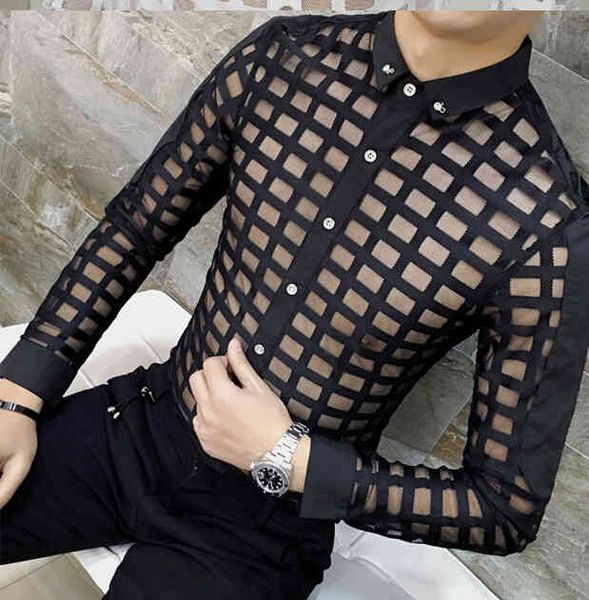 men's casual shirts for men fashion lace see through plaids male clothing clothes man single breasted 1k6q, White;black
men's casual shirts for men fashion lace see through plaids male clothing clothes man single breasted 1k6q, White;black