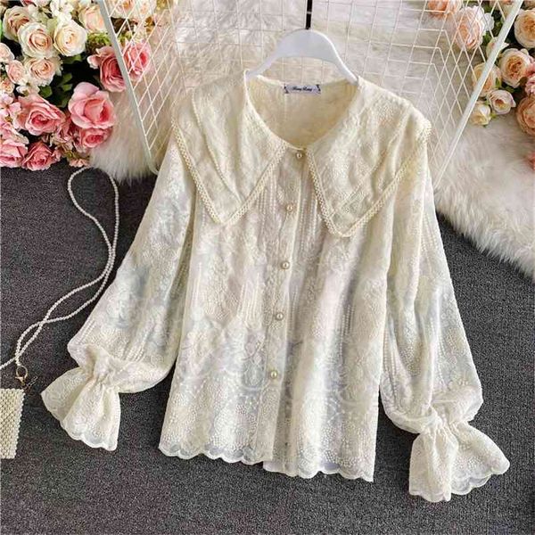 spring autumn age reduction sweet shirt women french retro embroidery large lapel flared sleeve loose single-breasted uk632 210506, White
spring autumn age reduction sweet shirt women french retro embroidery large lapel flared sleeve loose single-breasted uk632 210506, White