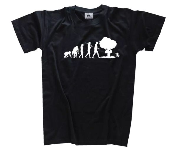 standard edition nuclear disaster power atomic bomb evolution t-shirt s-xxxl, White;black