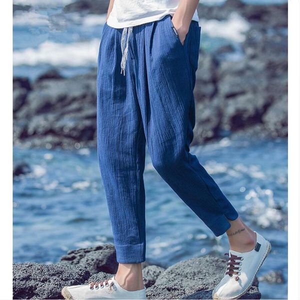 sinicism men summer elastic waistline linen casual pants/male loose comfort cotton sweatpants bloomers men's pants, Black
sinicism men summer elastic waistline linen casual pants/male loose comfort cotton sweatpants bloomers men's pants, Black