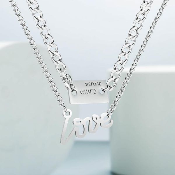 pendant necklaces personalized english alphabet tag multi layer titanium steel necklace female ins hip hop style clavicle chain, Silver
pendant necklaces personalized english alphabet tag multi layer titanium steel necklace female ins hip hop style clavicle chain, Silver