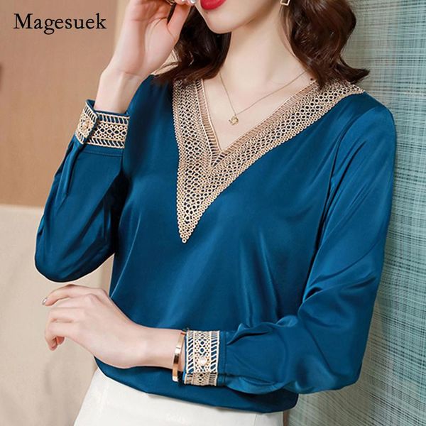 women's blouses & shirts v neck 2021 fashion silk ladies clothing long sleeve satin women and plus size casual blusas 15865, White
women's blouses & shirts v neck 2021 fashion silk ladies clothing long sleeve satin women and plus size casual blusas 15865, White