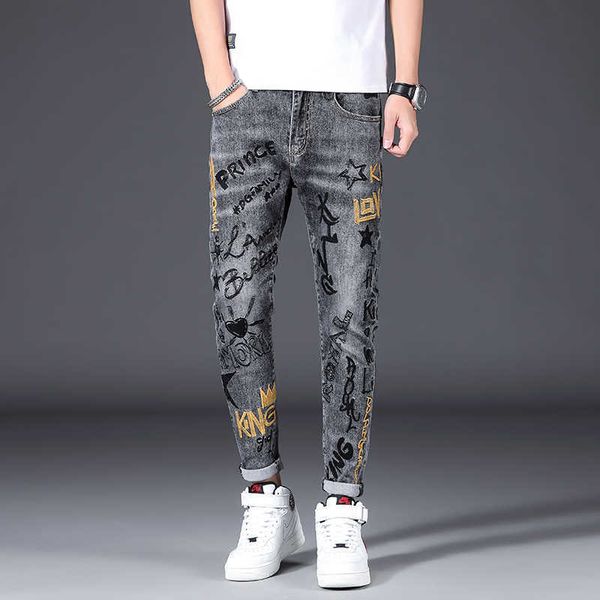 men's jeans high street fashion retro gray embroidery designer slim fit printed for elastic hip hop denim punk pants 1ywt, Blue
men's jeans high street fashion retro gray embroidery designer slim fit printed for elastic hip hop denim punk pants 1ywt, Blue