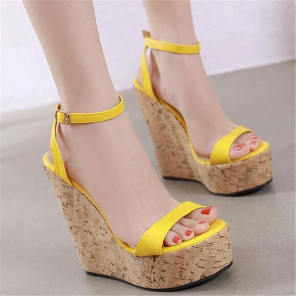 summer fashion ankle buckle women's sandals platform open toes high heels woman 15cm wedge yellow party dress shoes, Black
summer fashion ankle buckle women's sandals platform open toes high heels woman 15cm wedge yellow party dress shoes, Black