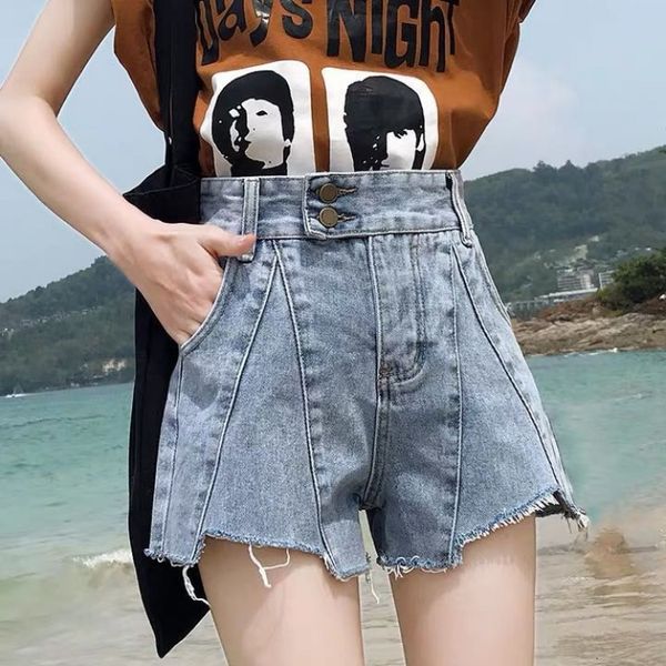 women's shorts net red denim high waist korean version show thin new summer wear loose a-line wide leg pants, White;black
women's shorts net red denim high waist korean version show thin new summer wear loose a-line wide leg pants, White;black