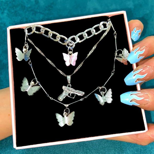 chains 2021 fashion multilayer pistol pendant necklaces for women pink acrylic butterfly cuba link necklace hip hop punk jewelry gift, Silver
chains 2021 fashion multilayer pistol pendant necklaces for women pink acrylic butterfly cuba link necklace hip hop punk jewelry gift, Silver