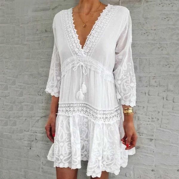casual dresses women deep v neck mini dress spring summer three quarter sleeve lace patchwork elegant floral tassel vestidos, Black;gray
casual dresses women deep v neck mini dress spring summer three quarter sleeve lace patchwork elegant floral tassel vestidos, Black;gray