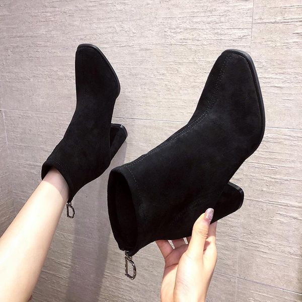boots high square head heel 2021 suede back women's medium thick british style, Black
boots high square head heel 2021 suede back women's medium thick british style, Black