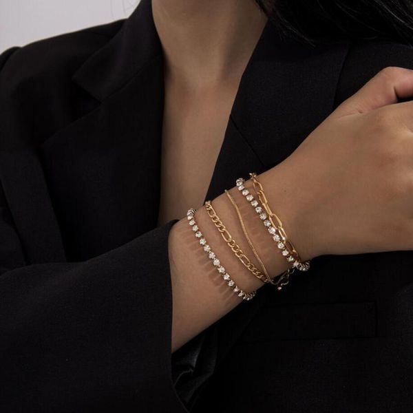 link, chain 5pcs/set exquisite design link chain/snake chain/rhinestone lady`s fashionable bracelet accessory, Black
link, chain 5pcs/set exquisite design link chain/snake chain/rhinestone lady`s fashionable bracelet accessory, Black