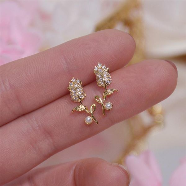 stud luxury 14k real gold delicate rose earrings for women cubic zircon zc, Golden;silver
stud luxury 14k real gold delicate rose earrings for women cubic zircon zc, Golden;silver