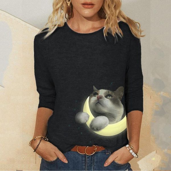 women's blouses & shirts 40#plus size women long sleeve animal cat printed o-neck tee blouse woman clothing loose, White
women's blouses & shirts 40#plus size women long sleeve animal cat printed o-neck tee blouse woman clothing loose, White