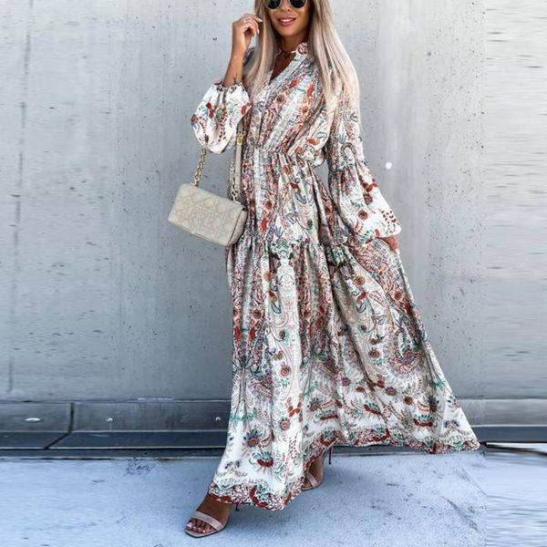 casual dresses fashion female elegant v neck pleated maxi dress 2021 autumn chic floral print long party women lantern seeve, Black;gray
casual dresses fashion female elegant v neck pleated maxi dress 2021 autumn chic floral print long party women lantern seeve, Black;gray