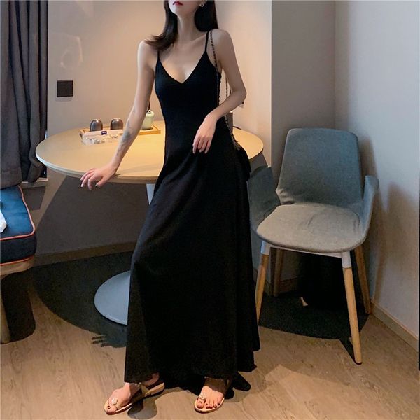 womens long maxi v-neck stripe sling party dress summer sleeveless women dresses 2021, Black;gray
womens long maxi v-neck stripe sling party dress summer sleeveless women dresses 2021, Black;gray
