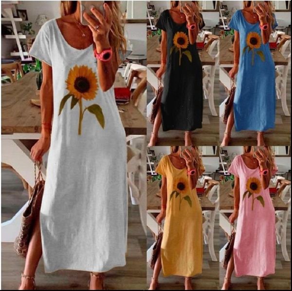casual summer short sleeve printed women dresses long hem splitted irregular maxi plus size robe, Black;gray
casual summer short sleeve printed women dresses long hem splitted irregular maxi plus size robe, Black;gray