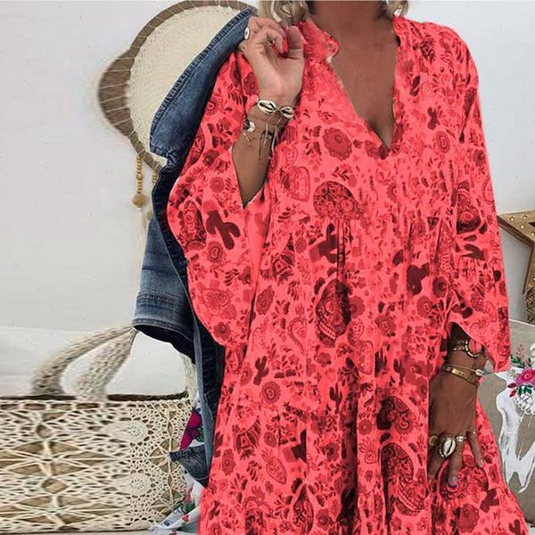 plus size 5xl loose womens dress floral print long sleeve button party mini dresses elegant vestidos de festa, Black;gray
plus size 5xl loose womens dress floral print long sleeve button party mini dresses elegant vestidos de festa, Black;gray
