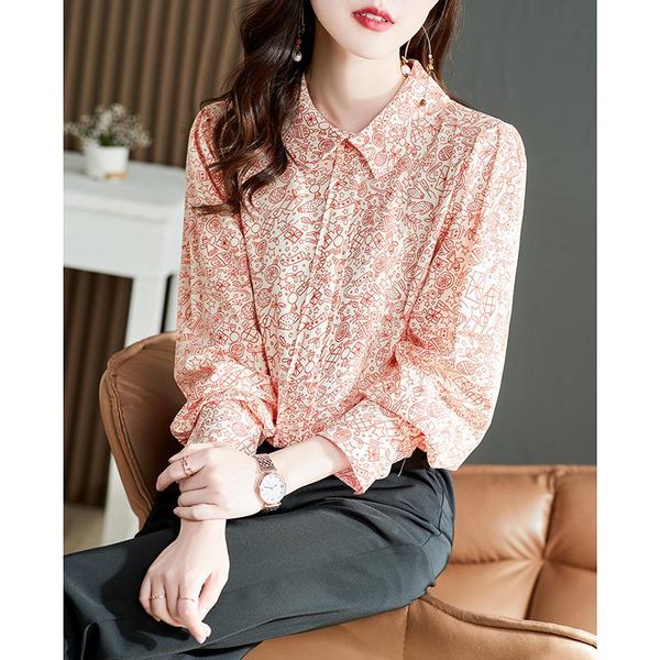 women's blouses & shirts silk satin loose fashion casual long sleeve blusas printing collar autumn houthion, White
women's blouses & shirts silk satin loose fashion casual long sleeve blusas printing collar autumn houthion, White