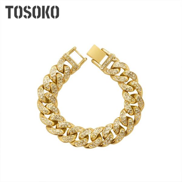 link, chain tosoko stainless steel jewelry zircon inlaid lovers fashion hip hop cuban bracelet thick bse008, Black
link, chain tosoko stainless steel jewelry zircon inlaid lovers fashion hip hop cuban bracelet thick bse008, Black