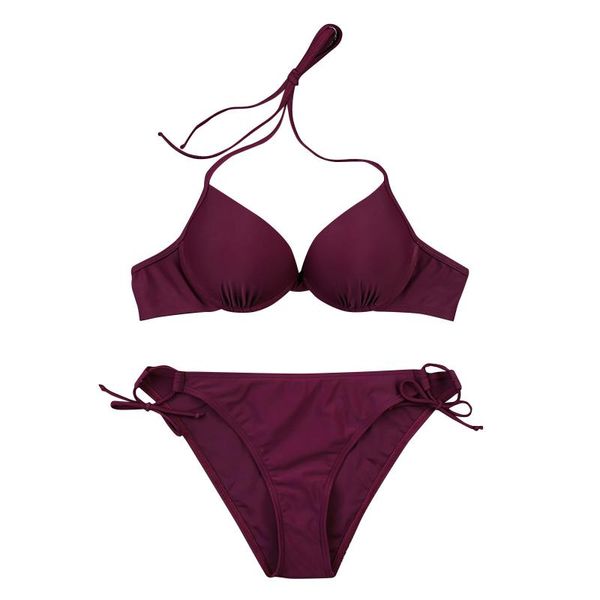 women's swimwear fashion bikini halter strap high solid color waist split swimsuit bikinis push up 2021, White;black
women's swimwear fashion bikini halter strap high solid color waist split swimsuit bikinis push up 2021, White;black