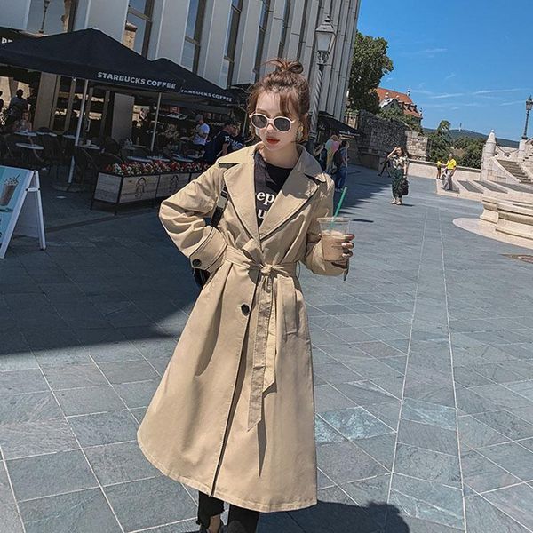 women's trench coats windbreaker 2021 spring autumn korean version loose student wild british style long coat commute lady jacket, Tan;black
women's trench coats windbreaker 2021 spring autumn korean version loose student wild british style long coat commute lady jacket, Tan;black