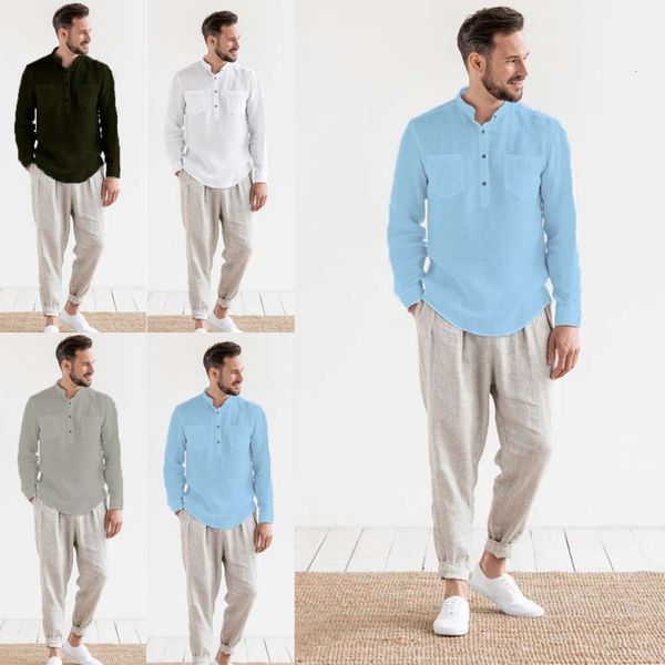 shirtssummer linen mock collar shirt slim pocket men's long sleeve casual top, White;black
shirtssummer linen mock collar shirt slim pocket men's long sleeve casual top, White;black