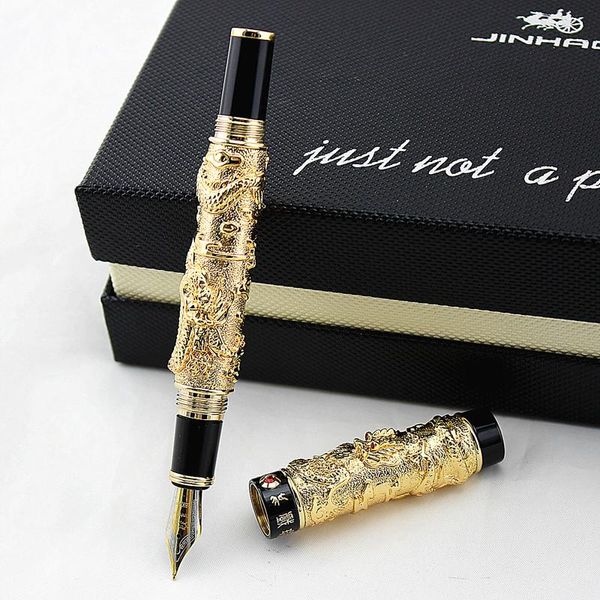 jinhao vintage gold-black ring fountain pen double dragon calligraphy fude nib metal carving embossing heavy gift collection pens
jinhao vintage gold-black ring fountain pen double dragon calligraphy fude nib metal carving embossing heavy gift collection pens