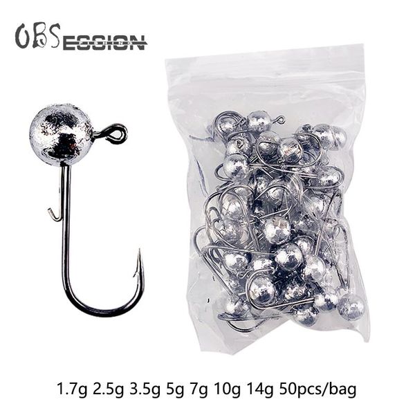 50pcs/bag 1.7g-14g hard metal lead head jig hook with barb weedless fishing round ball for soft worm hooks
50pcs/bag 1.7g-14g hard metal lead head jig hook with barb weedless fishing round ball for soft worm hooks