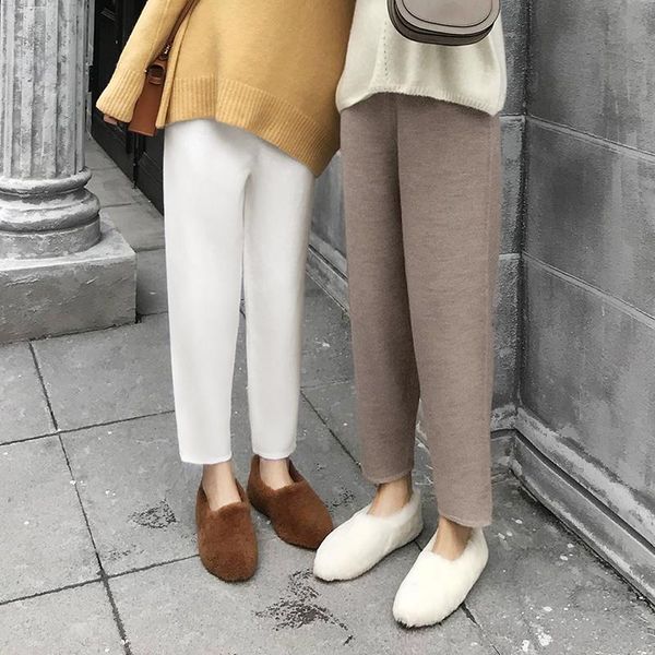 women's pants & capris autumn winter women knitting high waist loose pant woolen elegant korean style casual harem ka1017, Black;white
women's pants & capris autumn winter women knitting high waist loose pant woolen elegant korean style casual harem ka1017, Black;white