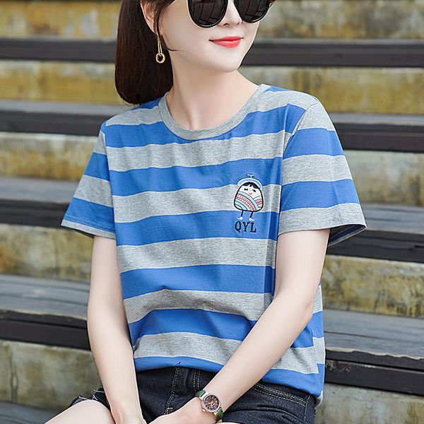 striped tees women casual o-neck short sleeve printed colorful loose t-shirt comfortable for ladies streetwear summer 210412, White
striped tees women casual o-neck short sleeve printed colorful loose t-shirt comfortable for ladies streetwear summer 210412, White