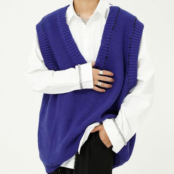 men's vests male women vintage streetwear hip hop sweaters men autumn v-neck broken hole pullover sweater sleeveless knitted vest, Black;white
men's vests male women vintage streetwear hip hop sweaters men autumn v-neck broken hole pullover sweater sleeveless knitted vest, Black;white