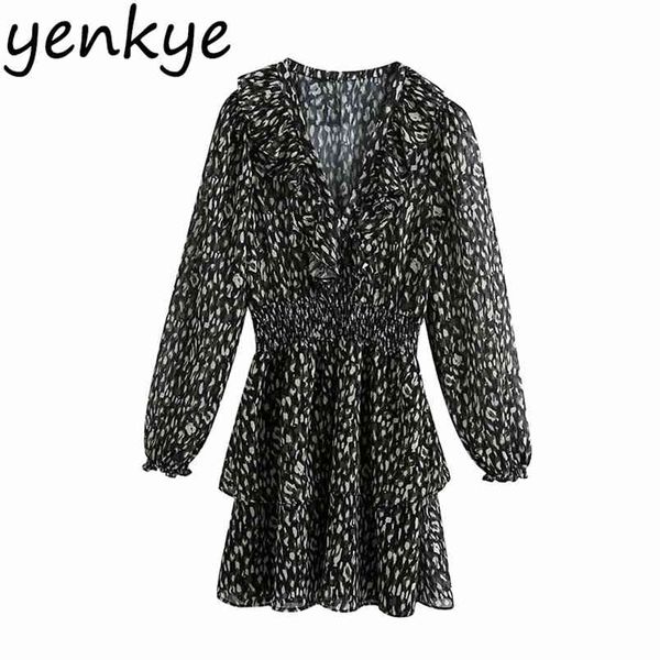 transparent vintage animal print dress women ruffle v neck long sleeve elastic waist a-line mini chiffon vestido 210514, Black;gray
transparent vintage animal print dress women ruffle v neck long sleeve elastic waist a-line mini chiffon vestido 210514, Black;gray