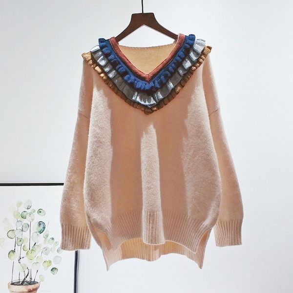 women's sweaters korean fashion cute frill v-neck ruffle sweater women autumn winter thick knitwear side slit knitted pullover lad, White;black
women's sweaters korean fashion cute frill v-neck ruffle sweater women autumn winter thick knitwear side slit knitted pullover lad, White;black