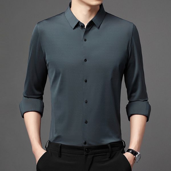 2021 solid color dad men's middle-aged fashion casual lapel long sleeve shirt trend, Black
2021 solid color dad men's middle-aged fashion casual lapel long sleeve shirt trend, Black