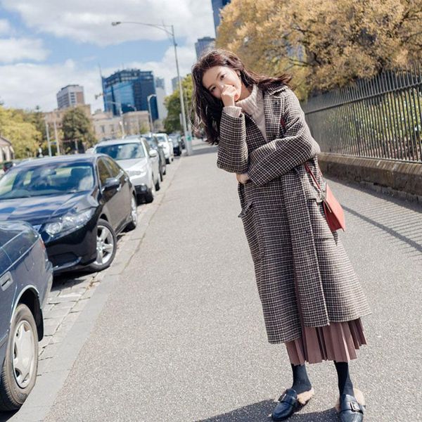 women's wool & blends autumn winter women retro plaid windbreaker woolen coat female middle long houndstooth add cotton thicken, Black
women's wool & blends autumn winter women retro plaid windbreaker woolen coat female middle long houndstooth add cotton thicken, Black