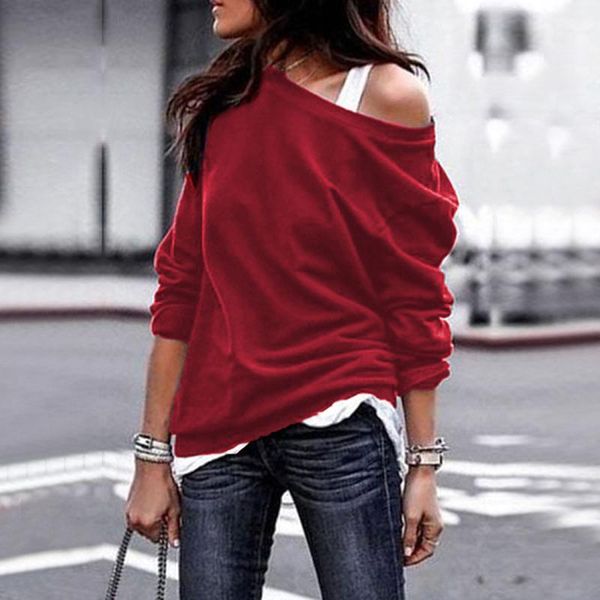 women's blouses & shirts autumn women blouse long sleeve shirt one shoulder solid spring fashion skew collar loose top, White
women's blouses & shirts autumn women blouse long sleeve shirt one shoulder solid spring fashion skew collar loose top, White