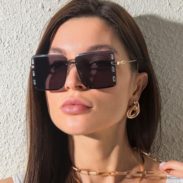 rimless square sunglasses for women 2021 fashion diamond-studded vintage shades gafas de sol, White;black
rimless square sunglasses for women 2021 fashion diamond-studded vintage shades gafas de sol, White;black