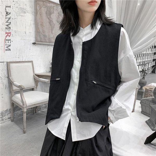 women's vests lanmrem 2021 autumn and winter round-neck zipper double-pockets all-match loose black vest for women fashion tide 2a2792, Black;white
women's vests lanmrem 2021 autumn and winter round-neck zipper double-pockets all-match loose black vest for women fashion tide 2a2792, Black;white