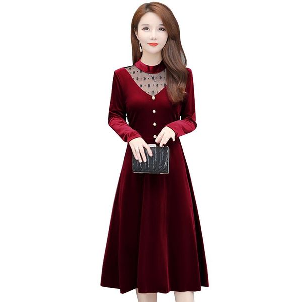 casual dresses spring autumn women hollow lace splice gold velvet long sleeve dress fashion plus size office 4xl q1139, Black;gray
casual dresses spring autumn women hollow lace splice gold velvet long sleeve dress fashion plus size office 4xl q1139, Black;gray