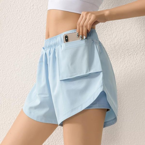 running shorts sports women yoga pants fake two pieces quick drying breathable double big pockets gym fitness clothes j36, Black;blue
running shorts sports women yoga pants fake two pieces quick drying breathable double big pockets gym fitness clothes j36, Black;blue