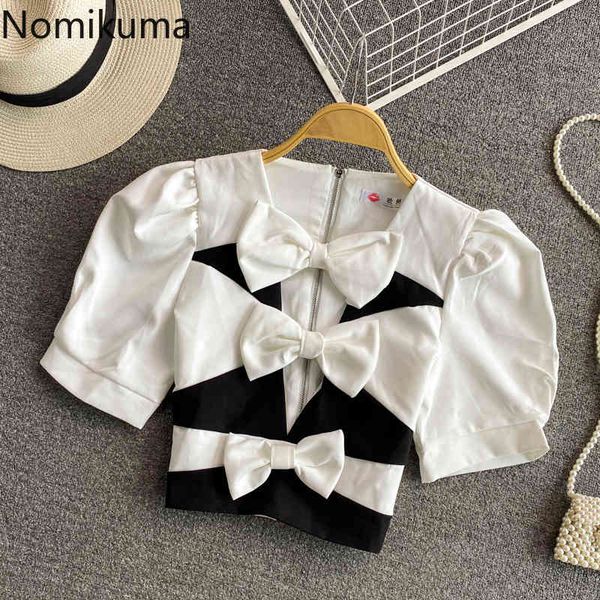 nomikuma sweet hit color bowknot womens puff sleeve v-neck korean women shirts new slim high waist crop blouse 6h422 210427, White
nomikuma sweet hit color bowknot womens puff sleeve v-neck korean women shirts new slim high waist crop blouse 6h422 210427, White