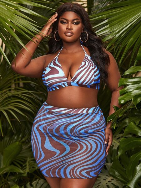 3pack plus fluid pattern halter bikini swimsuit & beach skirt w8q5#, Black
3pack plus fluid pattern halter bikini swimsuit & beach skirt w8q5#, Black