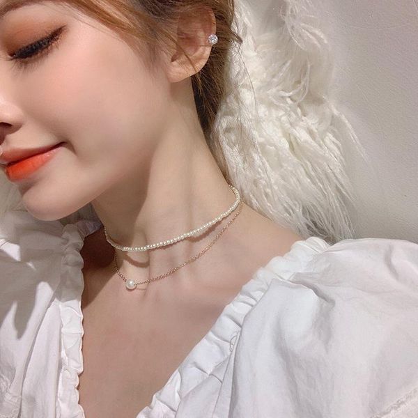 chokers fashion imitation pearl chain double layered necklace for women elegant pendant clavicle fairy girl chocker, Golden;silver
chokers fashion imitation pearl chain double layered necklace for women elegant pendant clavicle fairy girl chocker, Golden;silver